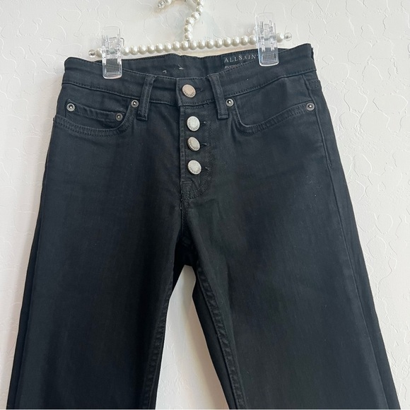 Allsaints Women's Button Mast Skinny Jeans Black Button Fly Stretch 25 - Picture 3 of 8